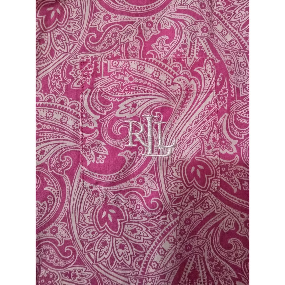 Lauren Ralph Lauren Tunic Shirt Dress L Monogram Pink Paisley Lounge Beachy PJs - Picture 5 of 5